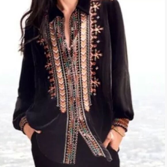 - Johnny Was CHIRI VELVET TUNIC SHIRT XXL - Picture 1 of 7